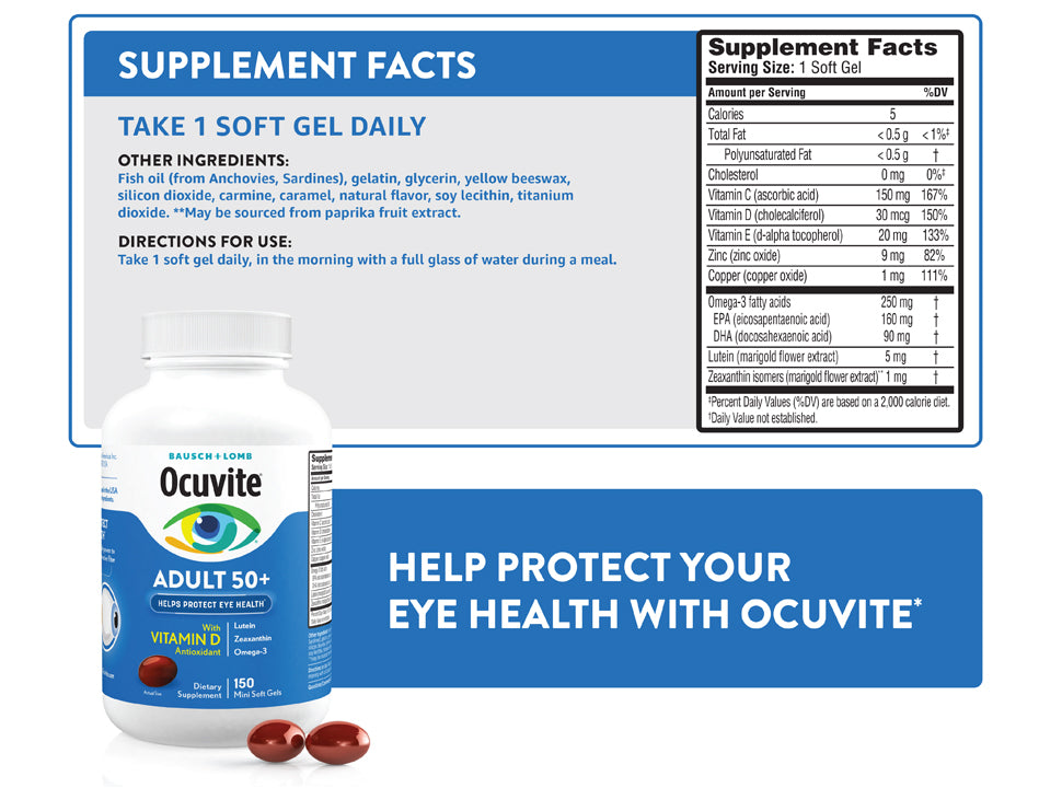 Ocuvite Adult 50+, 150 Soft Gels